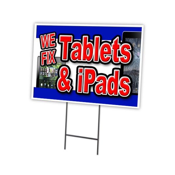 We Fix Tablets & Ipad Yard & Stake outdoor plastic coroplast window, C-1824 We Fix Tablets & Ipad